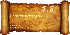 Badics Bertalan névjegykártya
